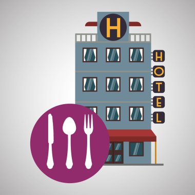 Otel tasarımı. seyahat etmek simge. İllüstrasyon izole ve düz