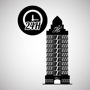 Otel tasarımı. seyahat etmek simge. İllüstrasyon izole ve düz