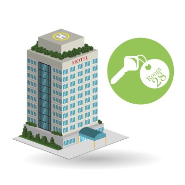 Otel tasarımı. seyahat etmek simge. İllüstrasyon izole ve düz