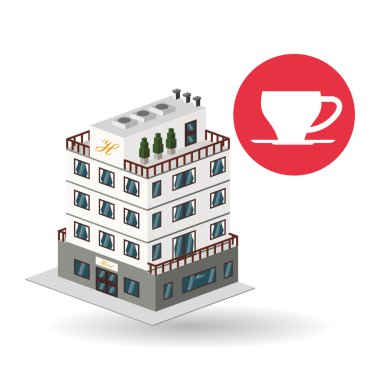 Otel tasarımı. seyahat etmek simge. İllüstrasyon izole ve düz