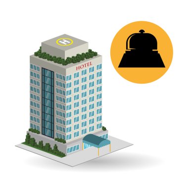 Otel tasarımı. seyahat etmek simge. İllüstrasyon izole ve düz