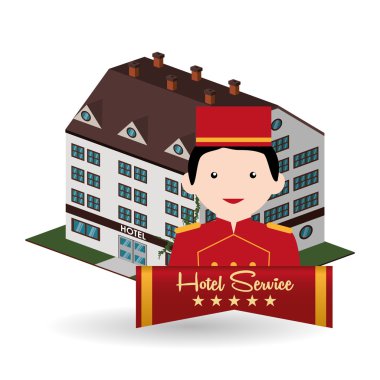 Otel tasarımı. seyahat etmek simge. İllüstrasyon izole ve düz