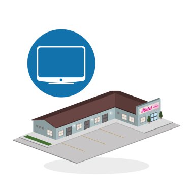 Otel tasarımı. seyahat etmek simge. İllüstrasyon izole ve düz