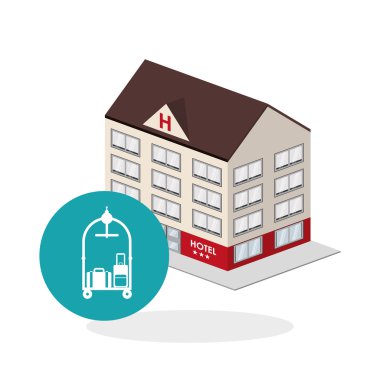 Otel tasarımı. seyahat etmek simge. İllüstrasyon izole ve düz