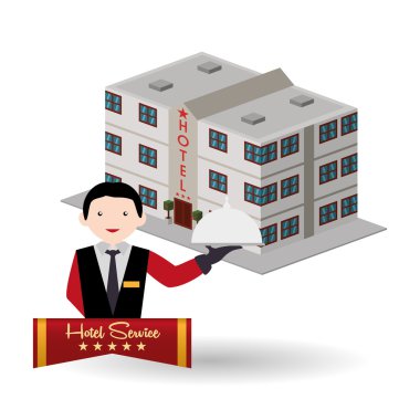 Otel tasarımı. seyahat etmek simge. İllüstrasyon izole ve düz