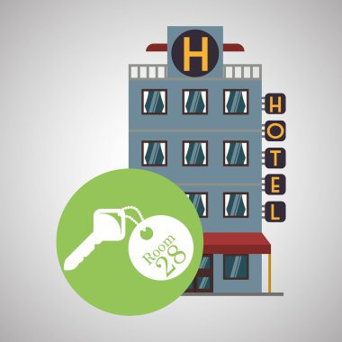 Otel tasarımı. seyahat etmek simge. İllüstrasyon izole ve düz