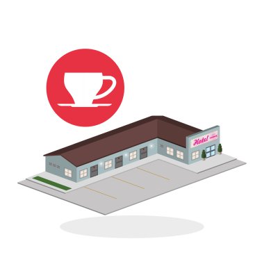 Otel tasarımı. seyahat etmek simge. İllüstrasyon izole ve düz