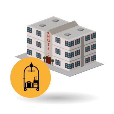 Otel tasarımı. seyahat etmek simge. İllüstrasyon izole ve düz