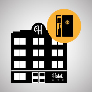 Otel tasarımı. seyahat etmek simge. İllüstrasyon izole ve düz