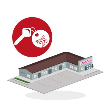 Otel tasarımı. seyahat etmek simge. İllüstrasyon izole ve düz