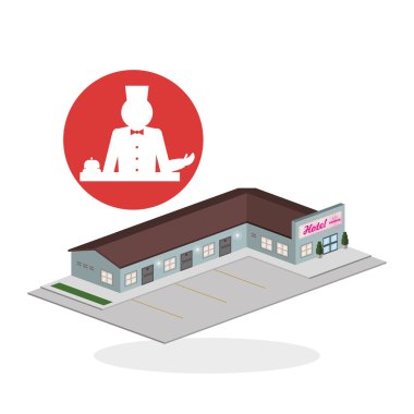 Otel tasarımı. seyahat etmek simge. İllüstrasyon izole ve düz