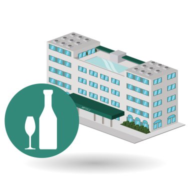 Otel tasarımı. seyahat etmek simge. İllüstrasyon izole ve düz