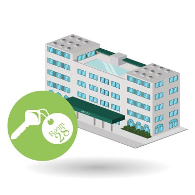 Otel tasarımı. seyahat etmek simge. İllüstrasyon izole ve düz