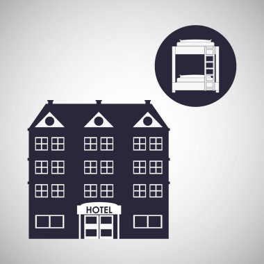 Otel tasarımı. seyahat etmek simge. İllüstrasyon izole ve düz