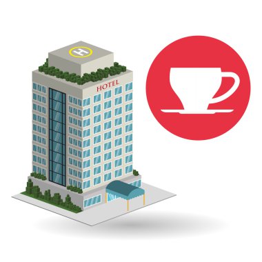 Otel tasarımı. seyahat etmek simge. İllüstrasyon izole ve düz