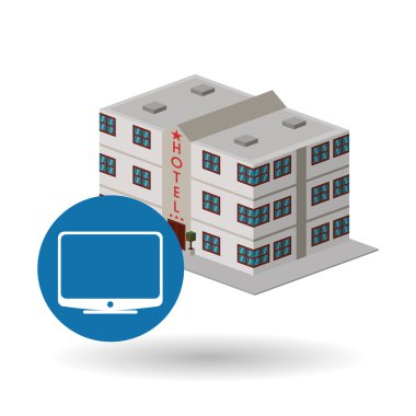 Otel tasarımı. seyahat etmek simge. İllüstrasyon izole ve düz