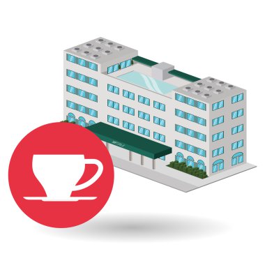 Otel tasarımı. seyahat etmek simge. İllüstrasyon izole ve düz