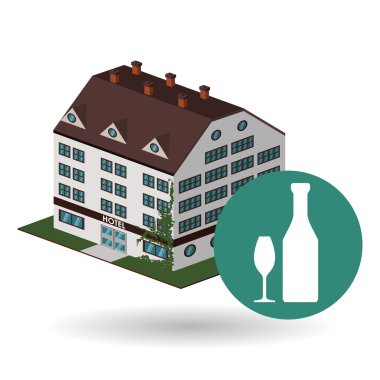 Otel tasarımı. seyahat etmek simge. İllüstrasyon izole ve düz