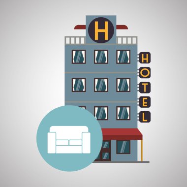 Otel tasarımı. seyahat etmek simge. İllüstrasyon izole ve düz