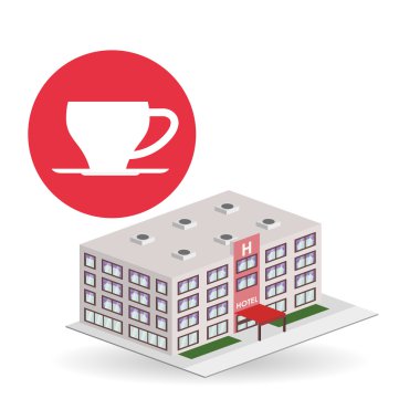 Otel tasarımı. seyahat etmek simge. İllüstrasyon izole ve düz