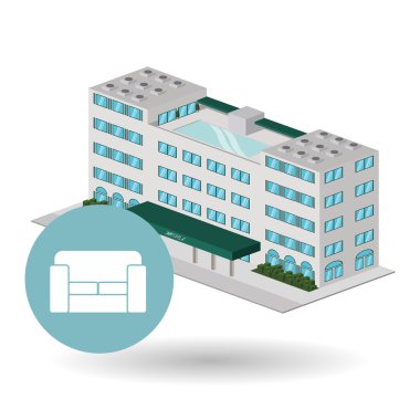 Otel tasarımı. seyahat etmek simge. İllüstrasyon izole ve düz