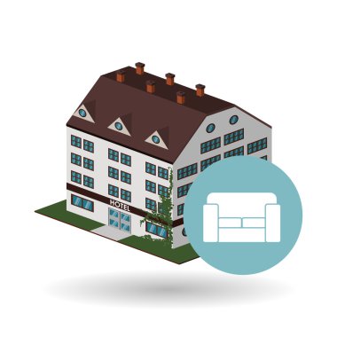 Otel tasarımı. seyahat etmek simge. İllüstrasyon izole ve düz