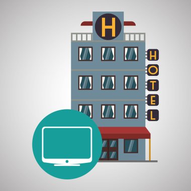 Otel tasarımı. seyahat etmek simge. İllüstrasyon izole ve düz