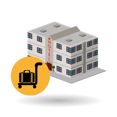 Otel tasarımı. seyahat etmek simge. İllüstrasyon izole ve düz