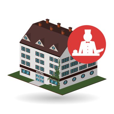 Otel tasarımı. seyahat etmek simge. İllüstrasyon izole ve düz