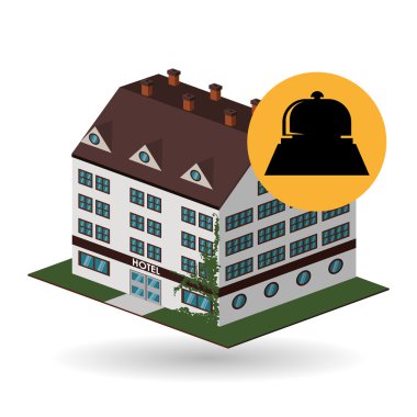 Otel tasarımı. seyahat etmek simge. İllüstrasyon izole ve düz