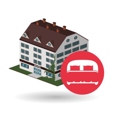 Otel tasarımı. seyahat etmek simge. İllüstrasyon izole ve düz