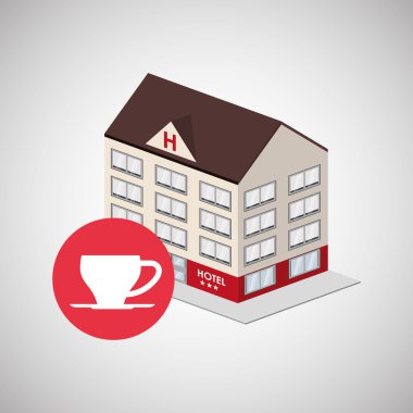 Otel tasarımı. seyahat etmek simge. İllüstrasyon izole ve düz