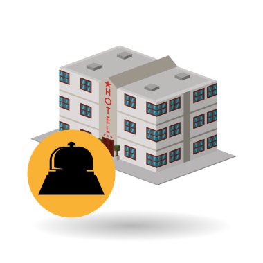 Otel tasarımı. seyahat etmek simge. İllüstrasyon izole ve düz