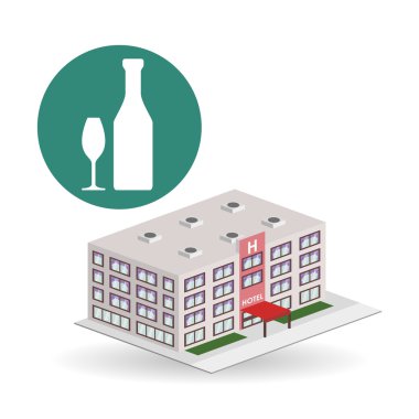 Otel tasarımı. seyahat etmek simge. İllüstrasyon izole ve düz