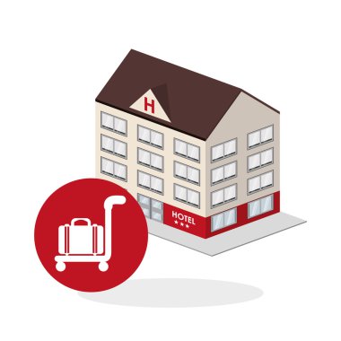 Otel tasarımı. seyahat etmek simge. İllüstrasyon izole ve düz