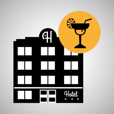 Otel tasarımı. seyahat etmek simge. İllüstrasyon izole ve düz