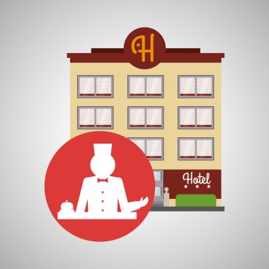 Otel tasarımı. seyahat etmek simge. İllüstrasyon izole ve düz