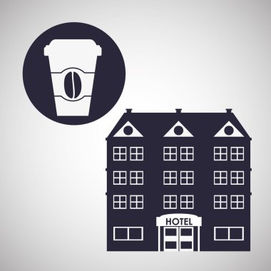 Otel tasarımı. seyahat etmek simge. İllüstrasyon izole ve düz