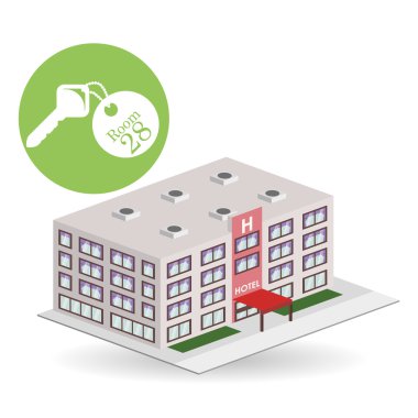 Otel tasarımı. seyahat etmek simge. İllüstrasyon izole ve düz