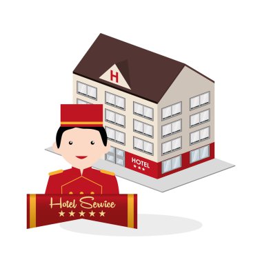 Otel tasarımı. seyahat etmek simge. İllüstrasyon izole ve düz