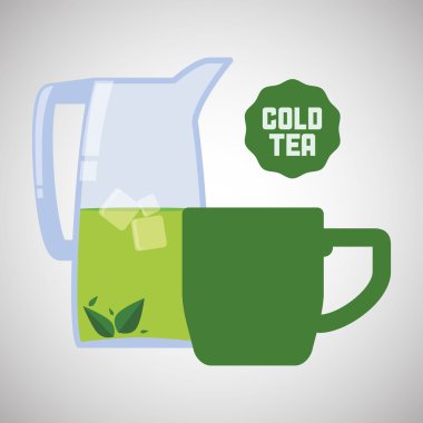 çay saat simgesini. içki kavramı. Düz illiustration