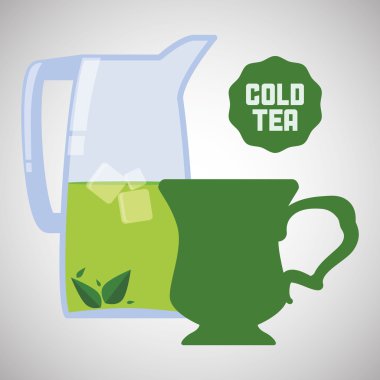 çay saat simgesini. içki kavramı. Düz illiustration