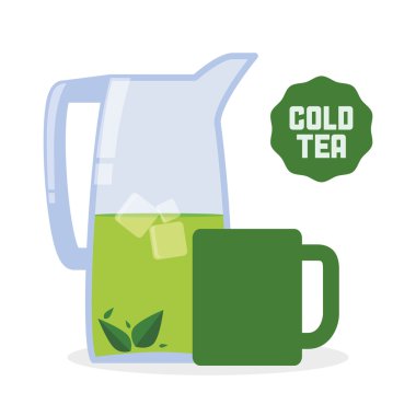 çay saat simgesini. içki kavramı. Düz illiustration