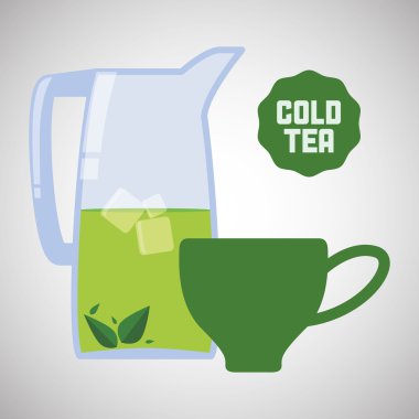 çay saat simgesini. içki kavramı. Düz illiustration