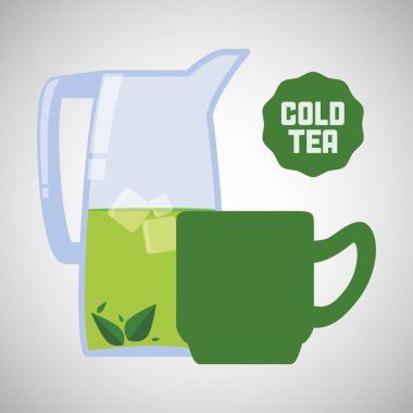 çay saat simgesini. içki kavramı. Düz illiustration