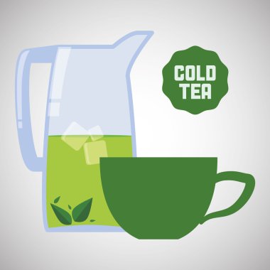 çay saat simgesini. içki kavramı. Düz illiustration