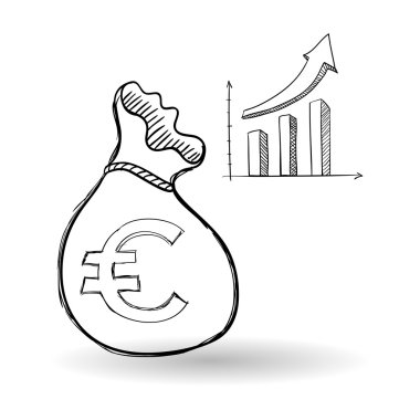 Kroki simgesi. para kavramı. Düz illiustration