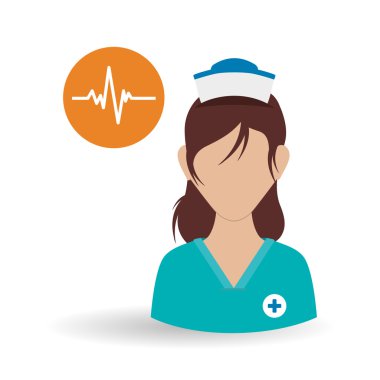 Tıbbi bakım kavramı. Hemşire simgesi. Beyaz arka plan