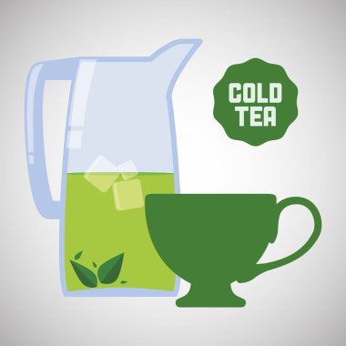 çay saat simgesini. içki kavramı. Düz illiustration