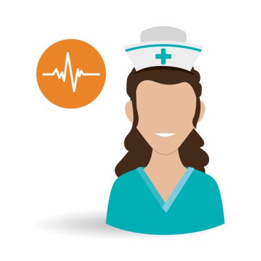 Tıbbi bakım kavramı. Hemşire simgesi. Beyaz arka plan